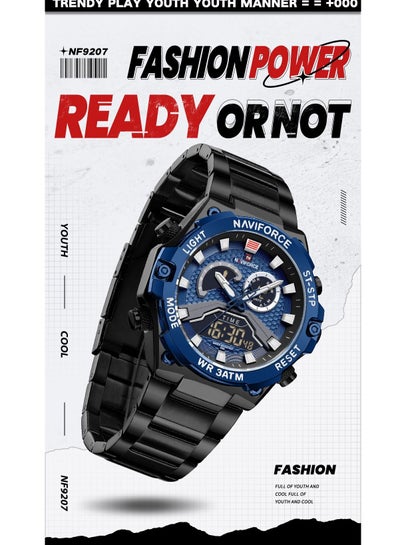 NAVIFORCE NF9207 Watches Men Military Fashion Quartz Luminous Dual Display Waterproof Male LED Digital Alarm Clock Clock Reloj Hombre