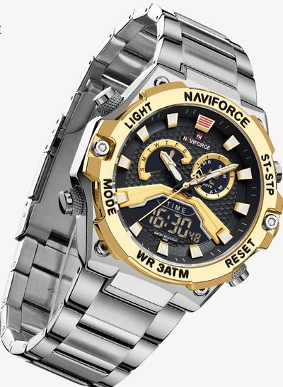 NAVIFORCE NF9207 ساعات رجالية عسكرية موضة كوارتز مضيئة عرض مزدوج مقاوم للماء ذكر LED منبه رقمي ساعة Reloj Hombre