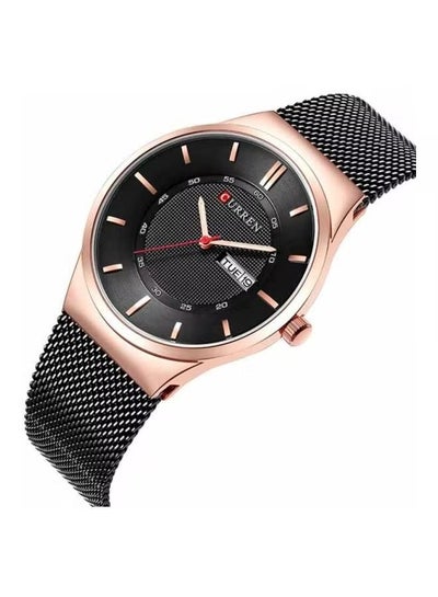 CURREN 8311 Men Watches Simple Style Stainless Steel Mesh Wristwatch New Quartz Male Clock With Week and Date Waterproof - Black