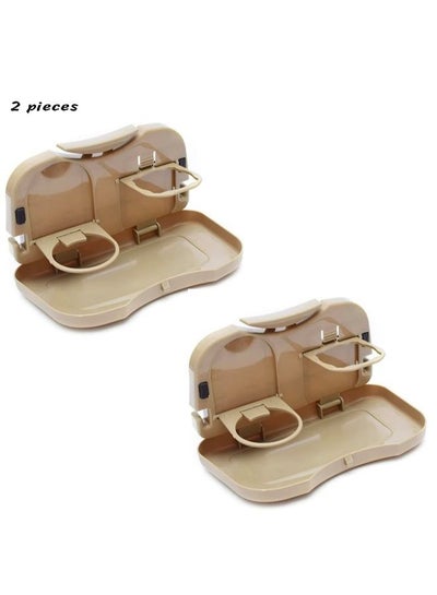 2 Pieces Back Seat Car Organizer with Tray Table Back Seat Mounted Dining Table Foldable Back Seat Tray Multi-functional with Water Cup Bottle Beverage Stand