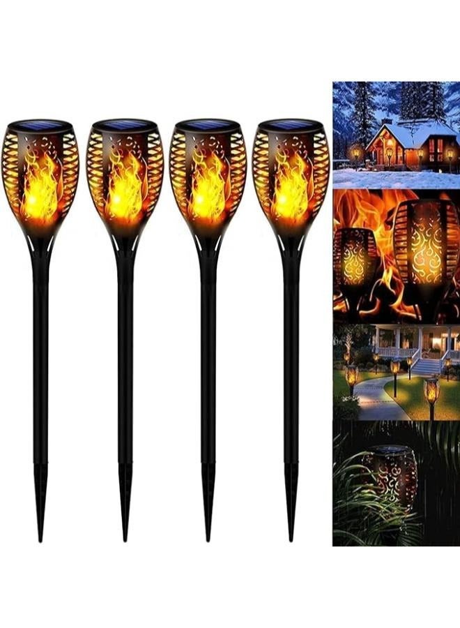 Pack of 4 solar lights for Outdoor Gardens with Realistic Flame Effect IP68 Waterproof Solar Lamp for the Outdoors Backyards Balconies Gardens Lawn Lighting