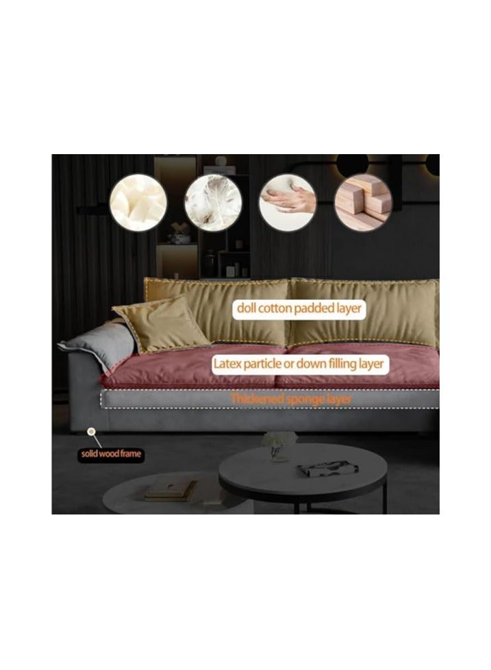 Italian Technology Fabric Sofa Light Luxury Down Latex Sofa Super Large Sitting Wide Living Room Size Combination Sofa