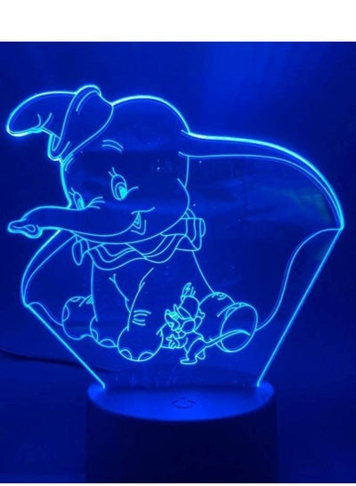 3D Illusion Lamp LED Night Light Movies Little Young Dumbo Baby Children for Bedroom Decor Touch and Remote Desk Lamp Christmas Gift