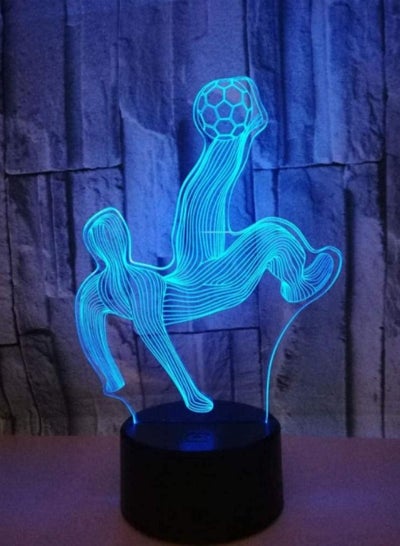 Night Light Multicolour 3D LED Lamp Touch Sensor Play Football Goalkeeper 3D Night Light For Soccer Sports Fans Gift Children Bedroom Decor 16 Ribbon Remote Control