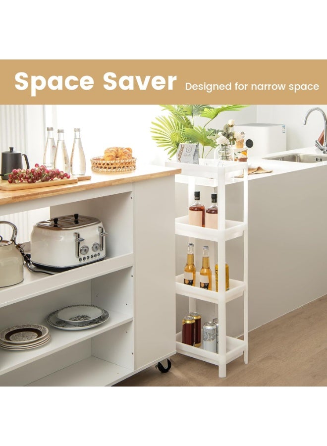 Eworld 4-Tier Bathroom Storage Shelves, White Detachable Utility Rack with Drainage Holes & Baffles, Freestanding Organizer for Kitchen, Laundry, and Under Sink Use