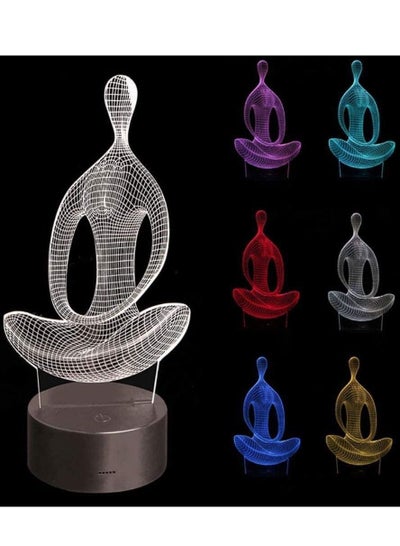 3D الوهم اليوغا التأمل ضوء الليل 7 تغيير لون الصمام مكتب مصباح اللعب
