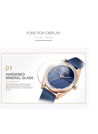 NAVIFORCE Luxury Fashion Simple Diamond Women Watch Stainless Steel Waterproof Wristwatches with Date NF5015