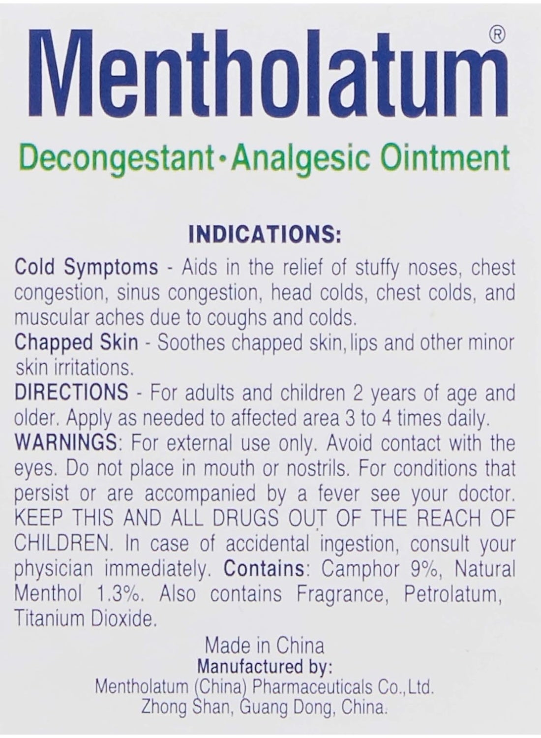 Mentholatum Ointment