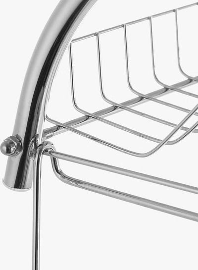 2 Tier Dish Rack, Stainless Steel Dish Drainer Cup Drying Rack Holder with Draining Tray Kitchen Organizer, Chrome Finished - Silver