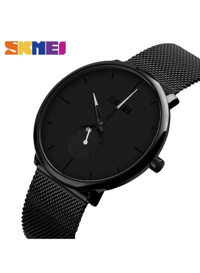 Men's 9185 Quartz Watch Stainless Strap Waterproof Watch - Black/White