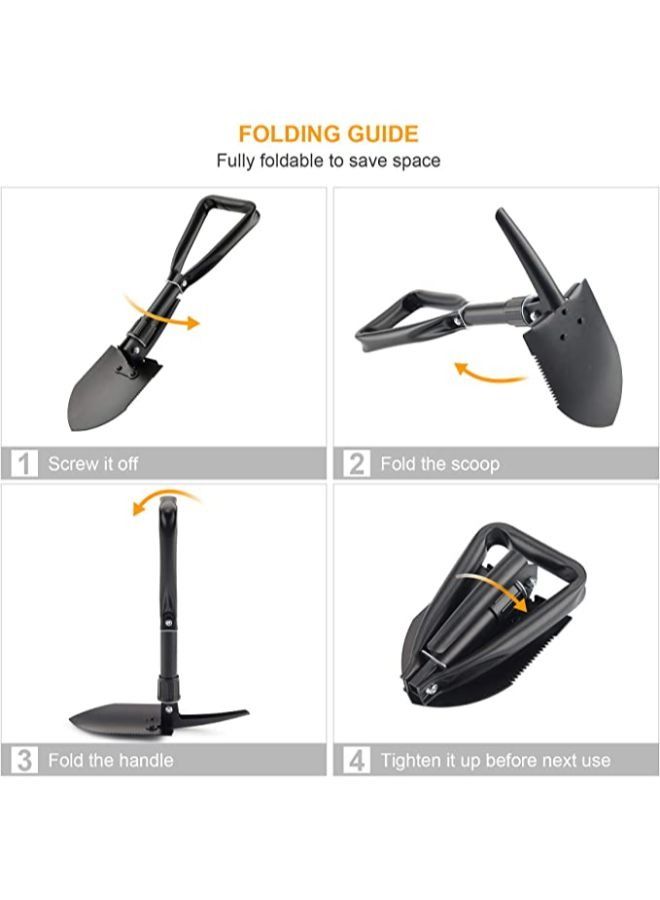 Mini Folding Shovel High Carbon Steel, Portable Lightweight Outdoor Tactical Survival Foldable Mini Shovel, Entrenching Tool, Camping, Hiking, Digging, Backpacking, Car Emergency