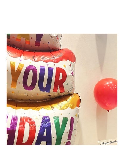 5 Pcs Its Your Birthday Three Layer Cake Foil Balloons for Birthday Party Decorations