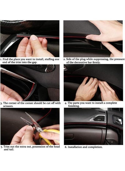 5M Car Interior Trim Strips Car Electroplating Decoration Styling Door Dashboard Flexible Interior Trim Accessories with Installing Tool