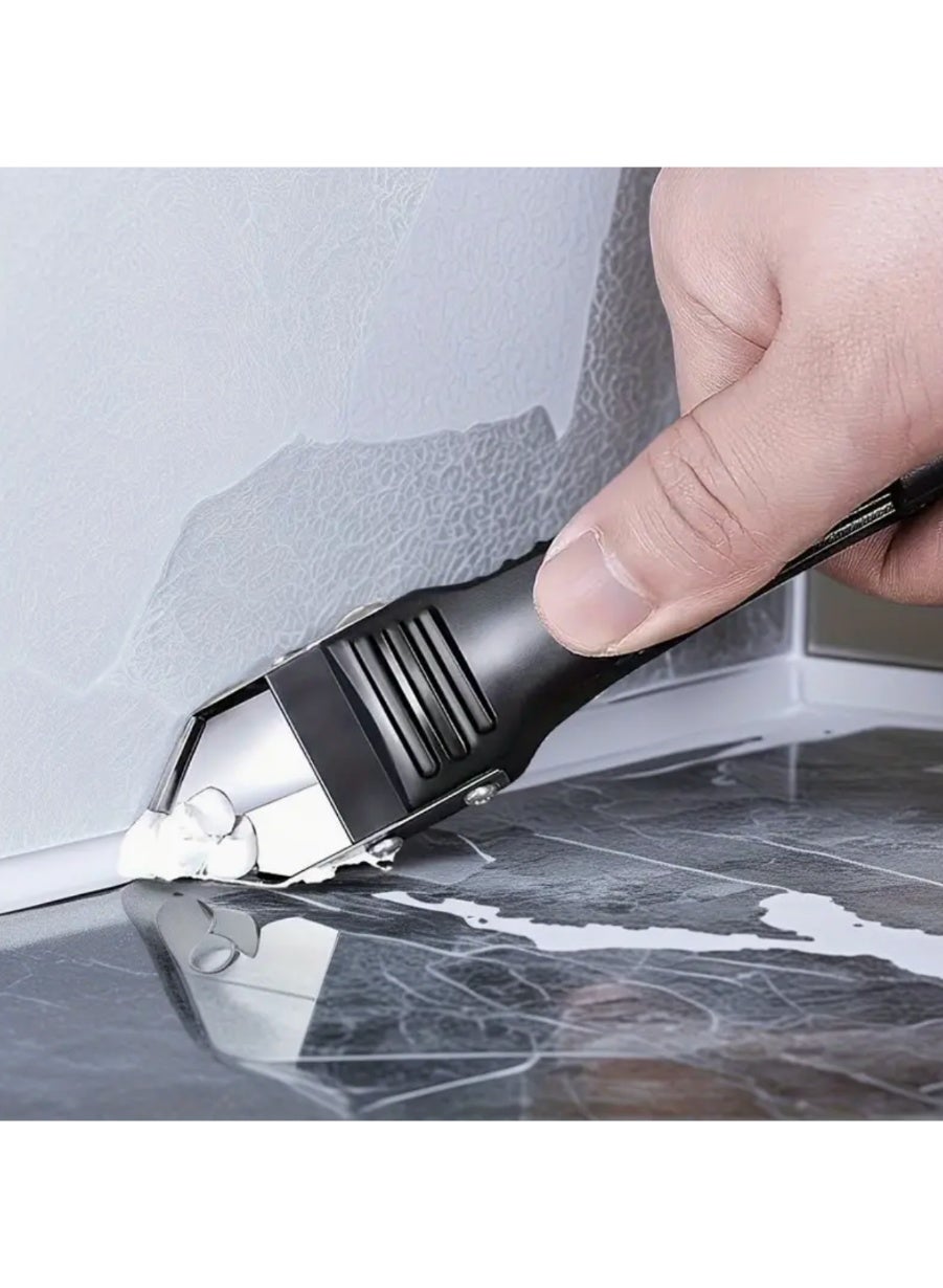 5 in 1 Silicone Caulking Tool with Stainless Steel Tip - Multi-Purpose, Perfect for Sealing and Glue Removal - Durable Plastic Handle for Easy Use | Ergonomic Design Sraper