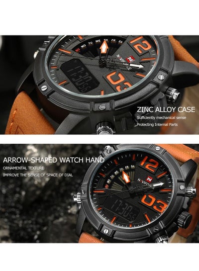 ساعات كوارتز رقمية فاخرة للرجال من NAVIFORCE ساعة يد رياضية عسكرية كاجوال NF9095