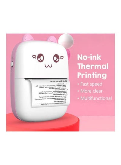 Mini Printer, Pocket Printer, Wireless Bluetooth Mobile Printer, Thermal Printer for Picture Photo Label Memo, Paper Printer with USB Cable for Study/Android/iOS Smartphone - Pink