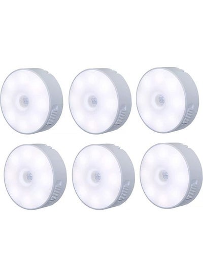 6 Pieces Motion Sensor Night Light Indoor Rechargeable Small Led Closet Light Warm and White Wireless Activated Sensored Smart Cabinet Lights Battery Operated for Hallway Stairs Bedroom
