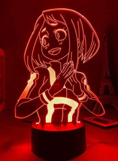 متعدد الألوان بطلي الأكاديمية Ochako Uraraka 3D أنيمي الشكل صورة ظلية الوهم ليلة ضوء غرفة نوم ديكور الطفل هدايا أعياد ميلاد للأطفال مصباح Uraraka