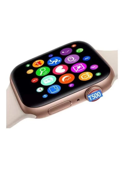ساعة ذكية T500 تعمل بتقنية البلوتوث ومشغل موسيقى لهواتف iOS وأندرويد قلب (وردي) - 44 ملم