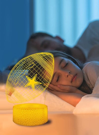 3D LED Night Light Lamp, baseball cap, Football Helmet, Basketball Flat Acrylic Optical Illusion Lighting Lamp with 16 Colors Touch Sensor with Remote Control, Sports Fan Nightlight Gift for Kids Boys