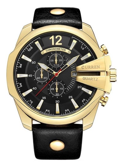 CURREN Men Watches Luxury Gold Male Fashion Leather Strap Outdoor Casual Sport Wristwatch with Big Dial