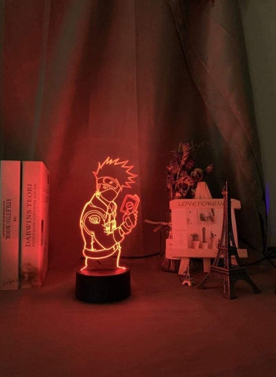 3D Illusion Lamp LED Multicolor Night Light Kakashi Hatake Holding Book Kids Boys Children Gift Bedroom Decoration Table Lamp Naruto