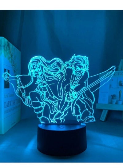 الاكريليك أدى ضوء الليل أنيمي شيطان القاتل تانجيرو و Nezuko 3D مصباح غرفة النوم