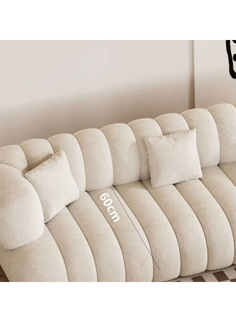 Living Room Custom Velvet Furniture Sectional Boucle Sofa Couch Recliner Modern Lounge Suite Modular Set Sofa 3 + 1 Seater White 220X63X70
