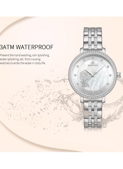 NAVIFORCE Luxury Diamond Women Watches Fashion Casual Waterproof Stainless Steel Quartz Wristwatch NF5017
