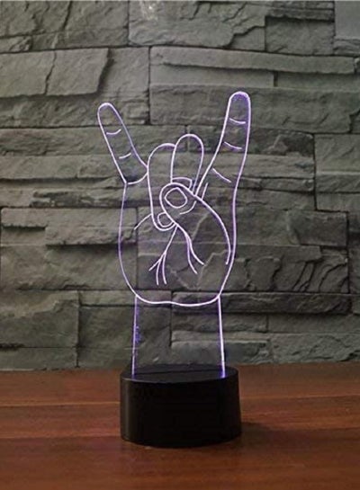 Led Night Light Colorful 3D Metal Rock and Roll Gestures Atmosphere Desk Lamp Hip Hop Lovers Xmas Gifts Bedroom Sleep Light Decor