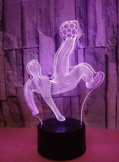 Night Light Multicolour 3D LED Lamp Touch Sensor Play Football Goalkeeper 3D Night Light For Soccer Sports Fans Gift Children Bedroom Decor 16 Ribbon Remote Control