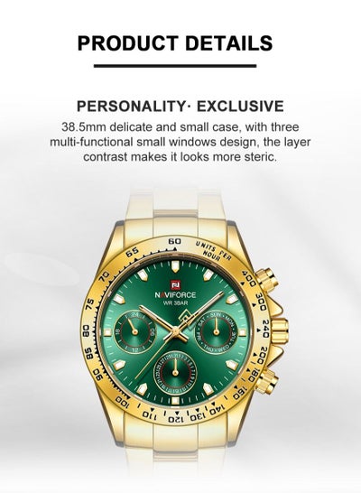 NAVIFORCE Mens/Womens Fashion Multifunction Watches Quartz Analog Stainless Steel Waterproof Watch NF9193