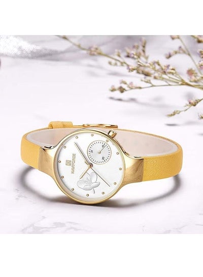 ساعة يد كرونوغراف بسوار جلدي NF5001 للنساء