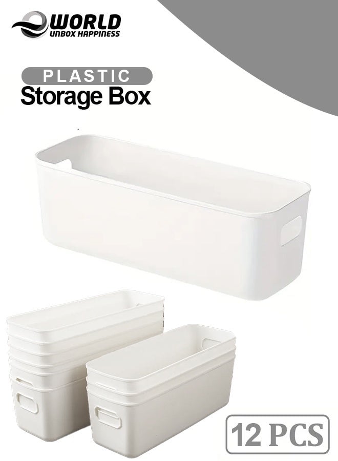 12 Pieces Stackable Plastic Drawer Organizers with Handles, Durable Closet and Dresser Storage Bins for Socks, Wardrobe, Bedroom and Kitchen Organization