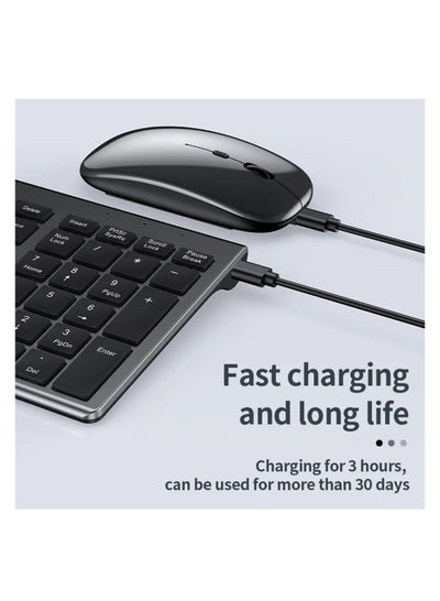 Full size Rechargeable 2.4G Wireless & Bluetooth Keyboard Mouse set for PC Laptop Desktop iMac iPad iPhone