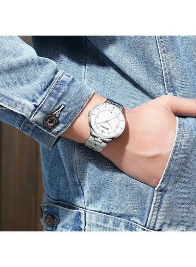 8321 Men's Silver Chain White Round Analog Dial Men's Watch