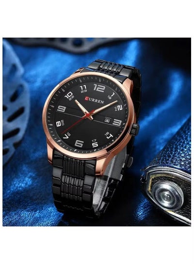 CURREN Stainless Steel Men Quartz Watch with Calendar 8411 Black