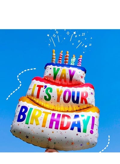 5 Pcs Its Your Birthday Three Layer Cake Foil Balloons for Birthday Party Decorations