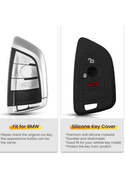 3 Buttons 4 buttons Smart Remote Key Shell Cover Silicone Suitable for BMW F CAS4 5 Series X1 X5 X6 F15 F16 G11 7 Series 2014 2015 2016 Car Key (Color Name : Black)