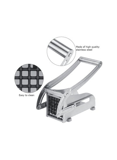 Stainless Steel Potato Cutter French Fry Cutter Veg Slicer Potato Chipper Home Kitchen Tool for Vegetable Fruit (Silver)