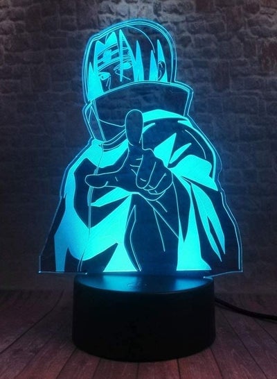 3D Night Lights Uchiha Sasuke Night Light 7 Color Changing Led Kids Bedside Fixtures 3D Visual Anime Remote Control Lamp Boys Fans Man Child Xmas Toys Gifts (Sasuke)