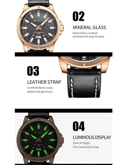 Watch CURREN 8376 for Men Luxury Brand Fashion Quartz Wristwatch with Leather Strap Casual Business Clock Male