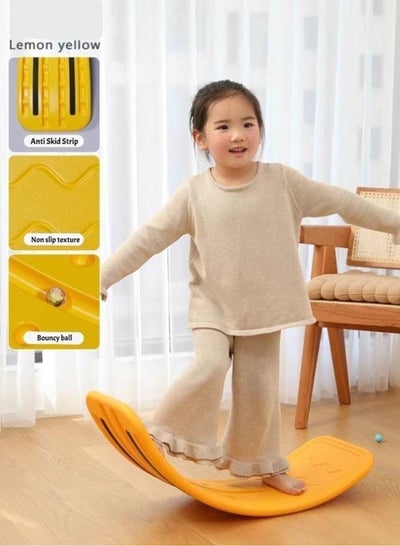 Smart Balancing Board Curvy Balance Board Home Sensory Training Indoor Fitness Smart Board Seesaw Capacity Yellow 100KG