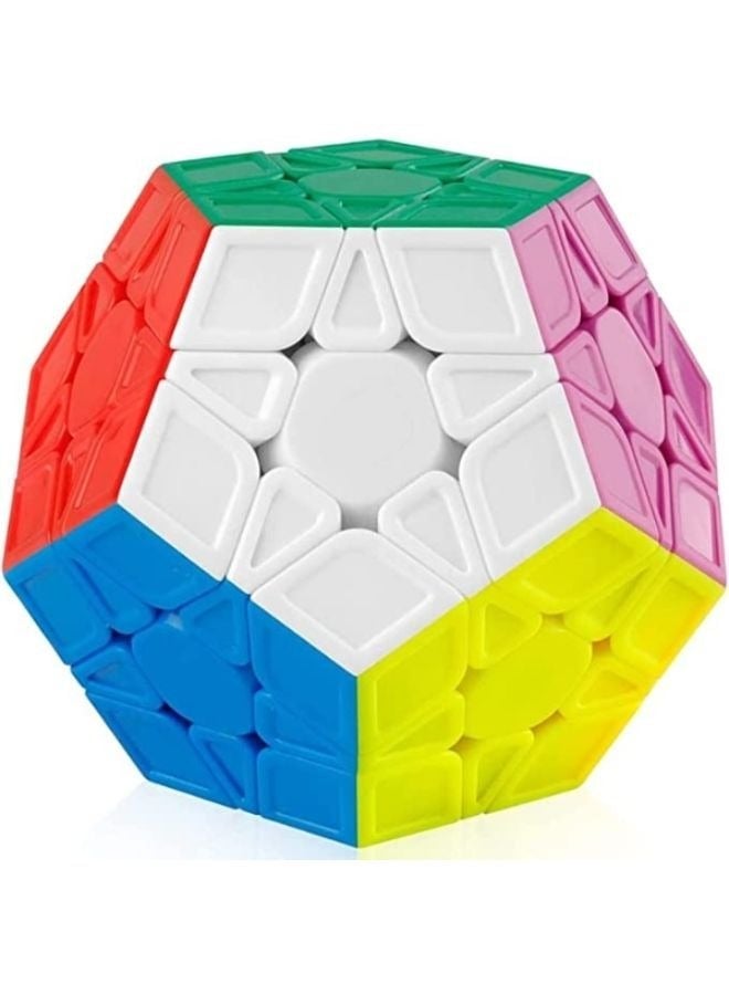 Megaminx Cube Sculpted Stickerless Pentagonal Speed Cube Puzzle Toy for Brain Teaser