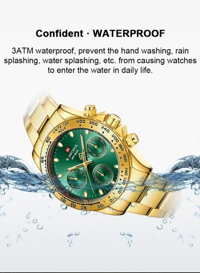 NAVIFORCE Mens/Womens Fashion Multifunction Watches Quartz Analog Stainless Steel Waterproof Watch NF9193