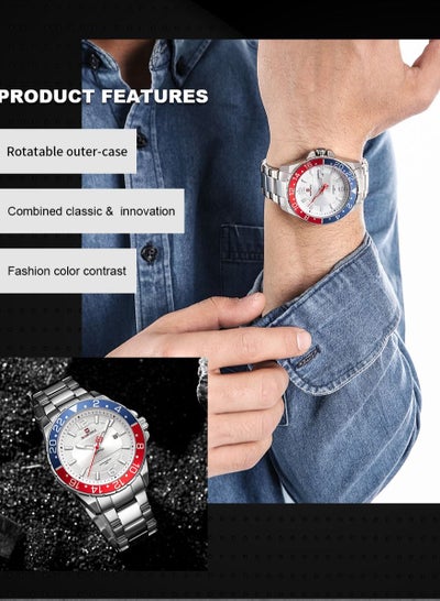 NAVIFORCE Men Luxury Watches Stainless Steel Calendar Waterproof Quartz Wristwatch NF9192
