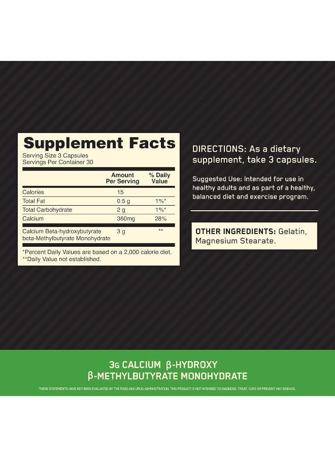 Optimum Nutrition (ON) HMB, 1000 mg, 90 Capsules, 30 Servings