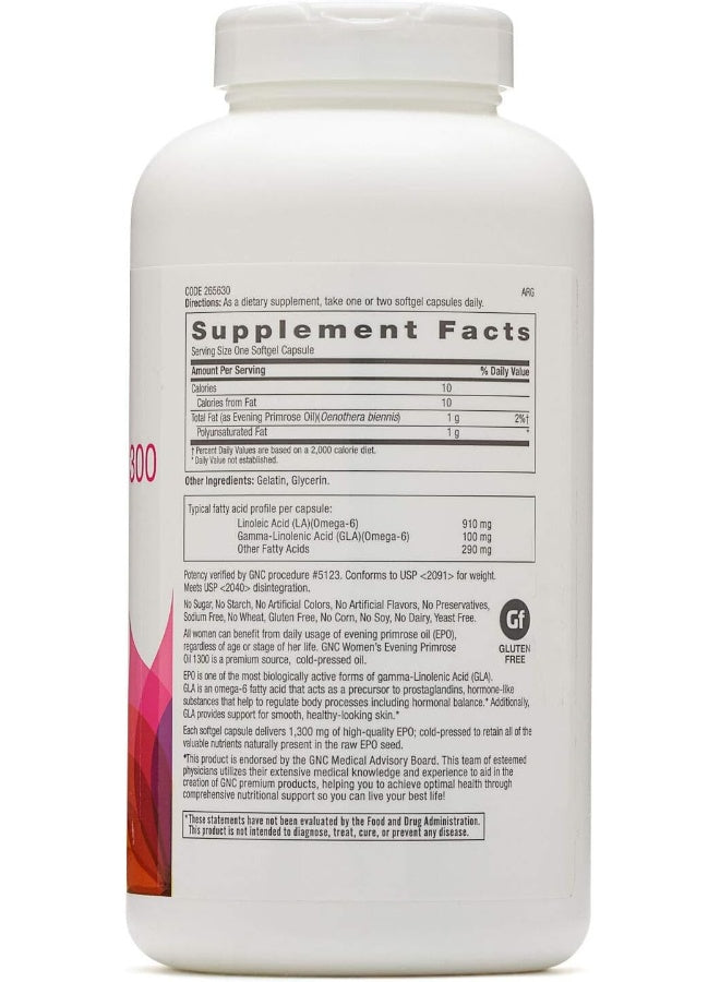 GNC Women's Evening Primrose Oil 1300 Supplement Softgels
