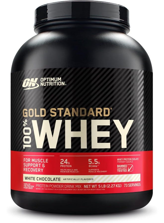 Optimum Nutrition Gold Standard 100% Whey Protein Powder, White Chocolate, 5 Pound (Packaging May Vary)