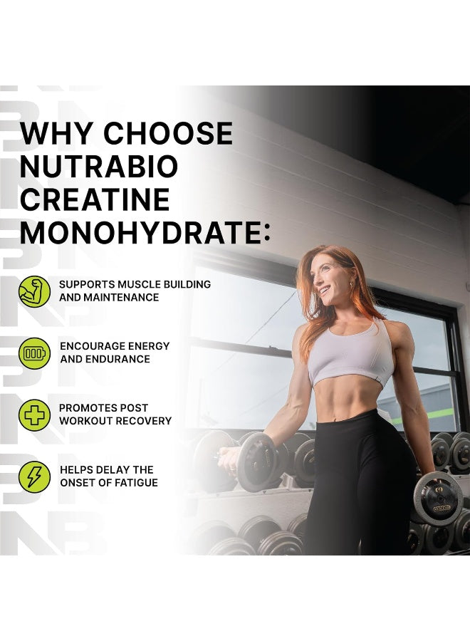 NutraBio Creatine Monohydrate - Micronized and Pure Grade - Supports Muscle Energy and Strength - (500 Grams) - Unflavored